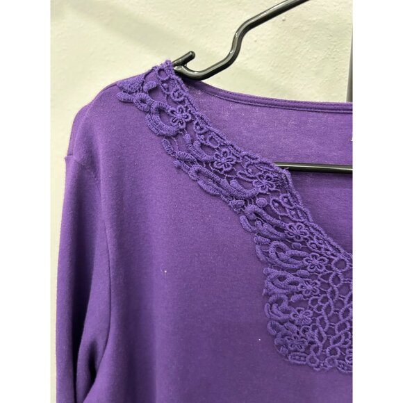 BonWorth Purple Long Sleeve Top Ruffle Neckline  Sz XSP - Picture 4 of 8